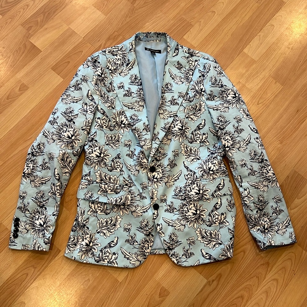 I.n.c. Men's blue bird floral Blazer Size Medium